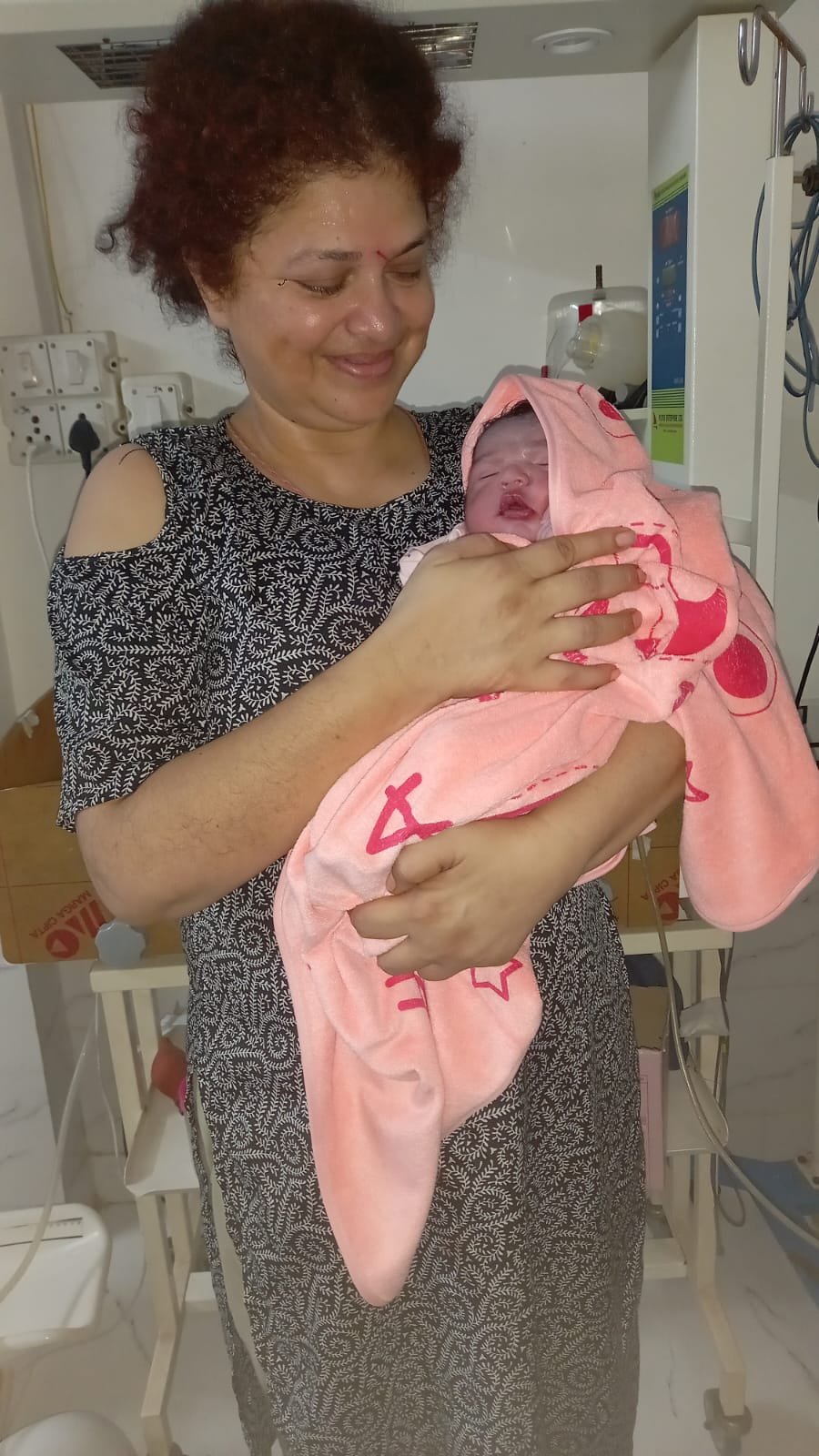 Newborn baby moments after birth