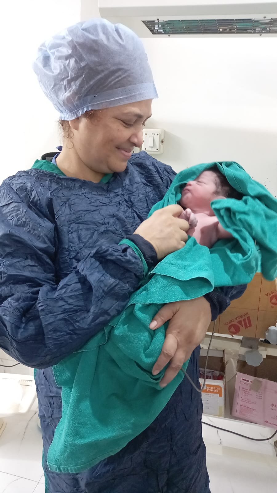 Healthy newborn in the nursery